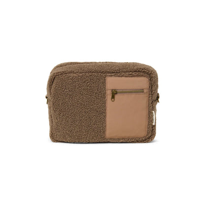 Gemütliche Teddy-Stroller-Organizer in Taupe mit Leder-Tasche