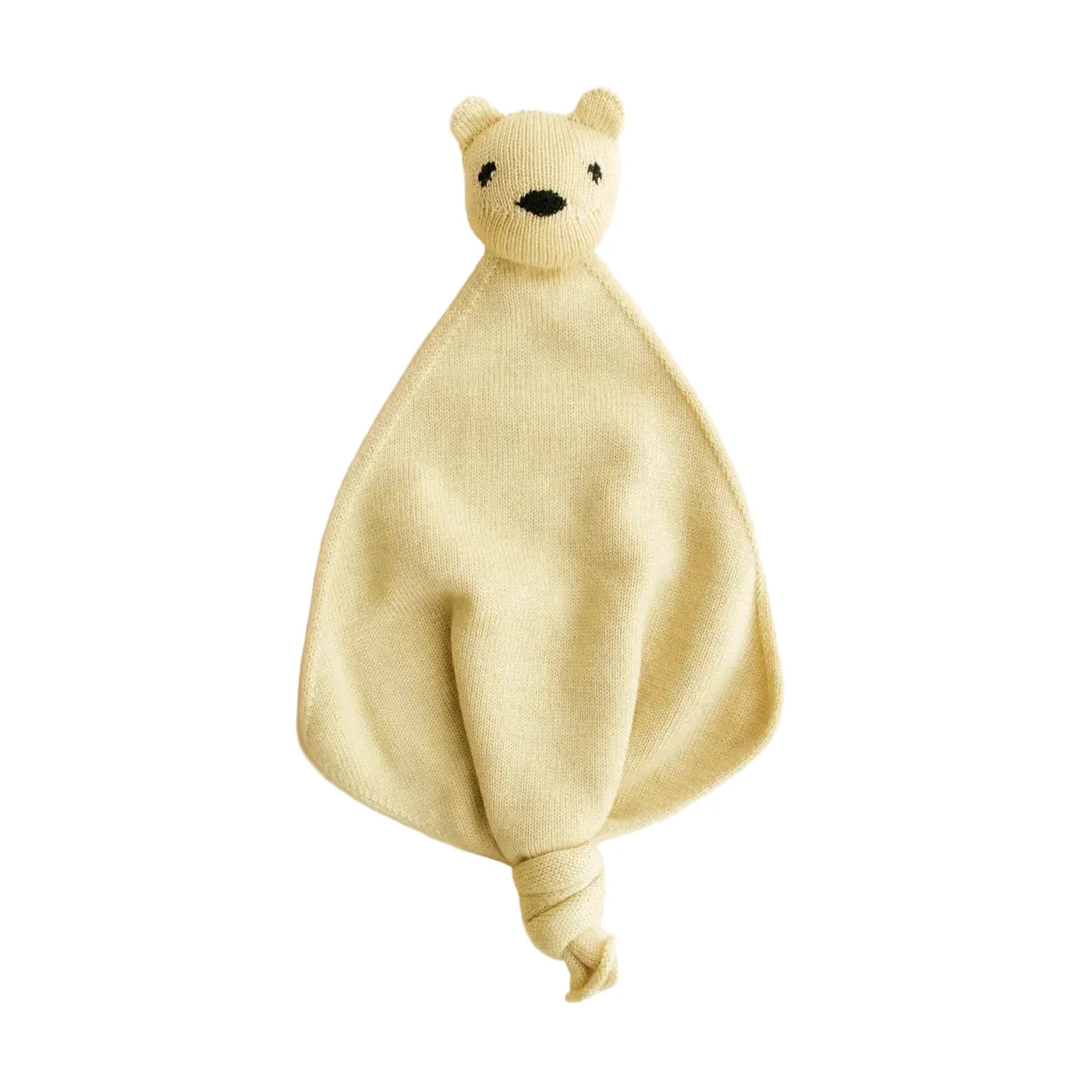 Hellgelber gestrickter Teddybär Teddy Tokki von Hvid aus Merinowolle