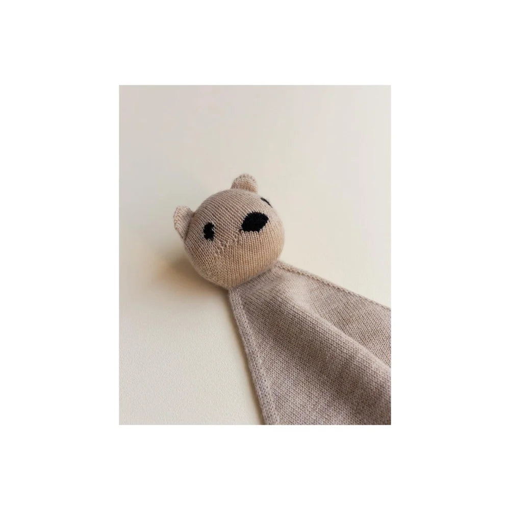 Weiches graues Teddy-Bären-Kopfdesign in Verbindung mit einer Decke von Teddy Tokki