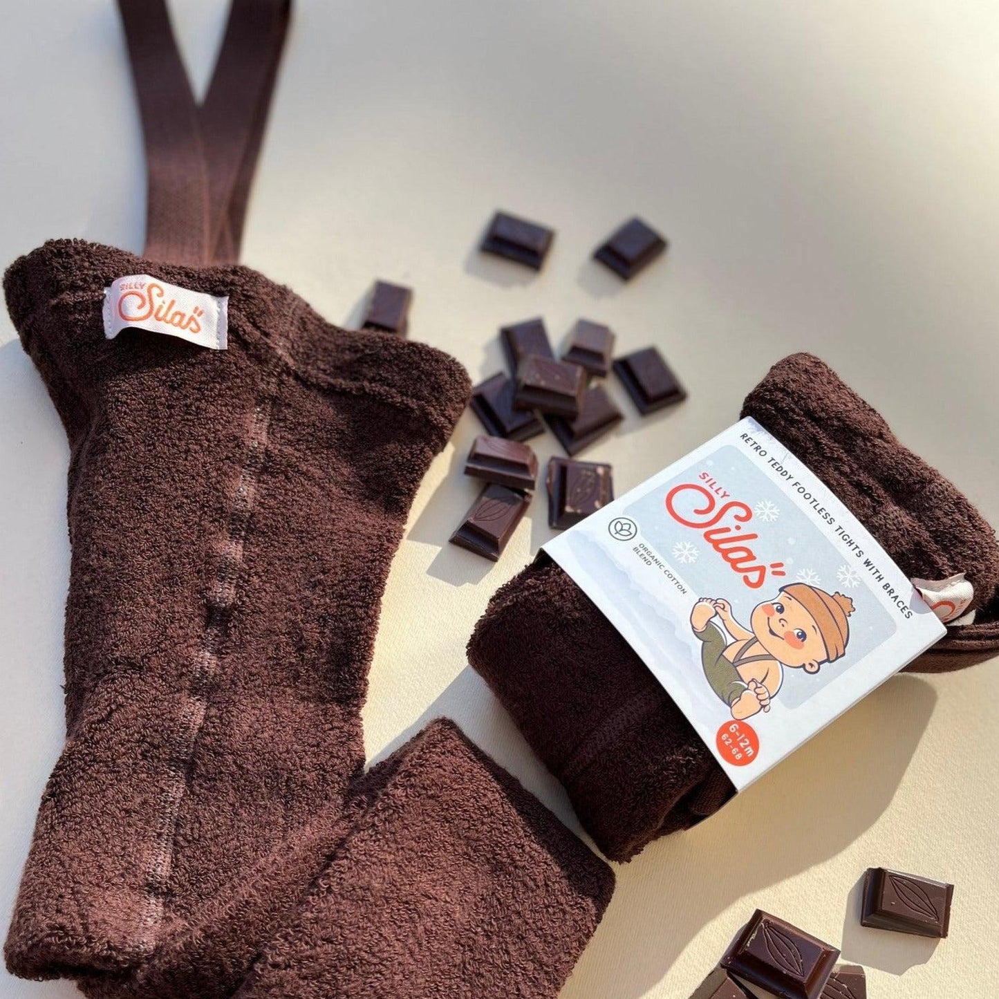 Teddy Warmy Footless Strumpfhose mit Trägern | Chocolate