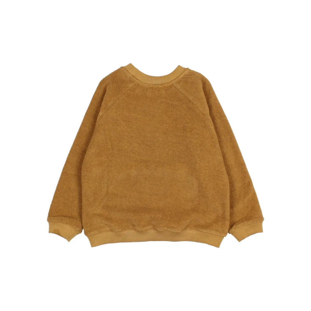 Brauner flauschiger Sweatshirt aus Terry Stoff im Ocre Design
