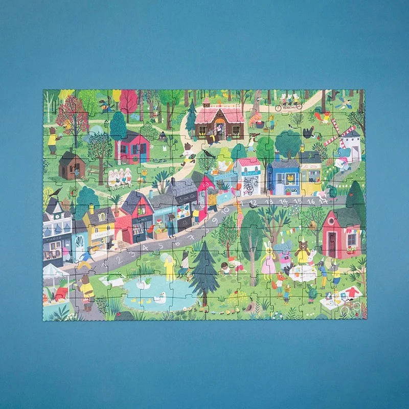 Buntes Puzzle The Mysterious Case of the Birthday Puzzle mit fantasievollem Dorf