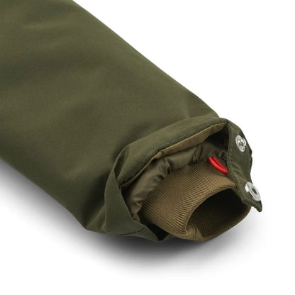 Olivegrüne Jackenarm mit Rippbündchen und Druckknöpfen im Timber 2-in-1 Jacke Army braun Mix