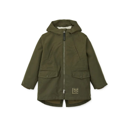 Olivegrüne Parka mit Kapuze und Fronttaschen aus der Timber 2-in-1 Jacke Army braun Mix