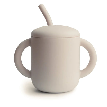 Beige Silikonschnabelbecher mit Stroh für Kinder im Produkt Training Cup Str