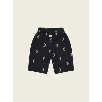 Schwarze elastische Shorts mit Mondmuster aus dem Traveller Pants | Charcoal Midnight Sortiment