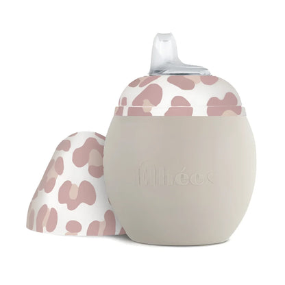 Trinklernflasche Coconut Graouu Pink 240 ml, beige mit leopard-print Deckel