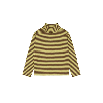 Organic Zoo Turtle Neck Top Chicory Stripes Detail