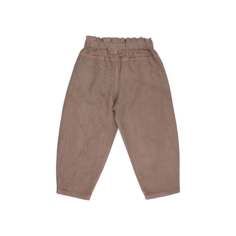 Braune hochsitzende, kurze Twill-Girly-Hosen im Produkt Taupe