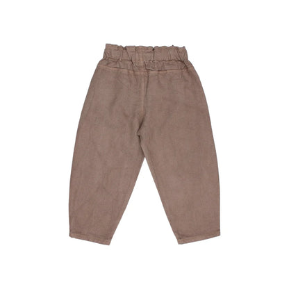 Braune hochsitzende, kurze Twill-Girly-Hosen im Produkt Taupe