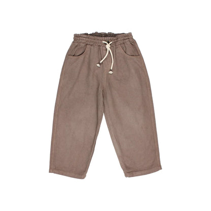 Braune Corduroy-Sweatpants mit Kordelzug aus Twill in Taupe