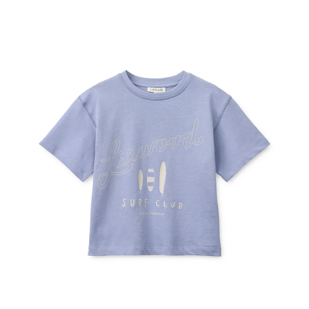 Nachhaltiges lavendelfarbenes Kurzarm-T-Shirt mit Surf-Motiv für Babys