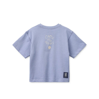 Dusty lavender Tyler Kurzarm-T-Shirt Surf mit Wellen-Grafik für nachhaltige Babykleidung Schweiz