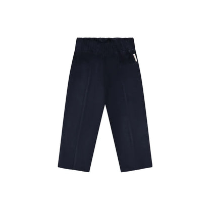 Dunkelblaue weite Cordhose mit elastischem Bund und Seitentaschen, Unisex Design