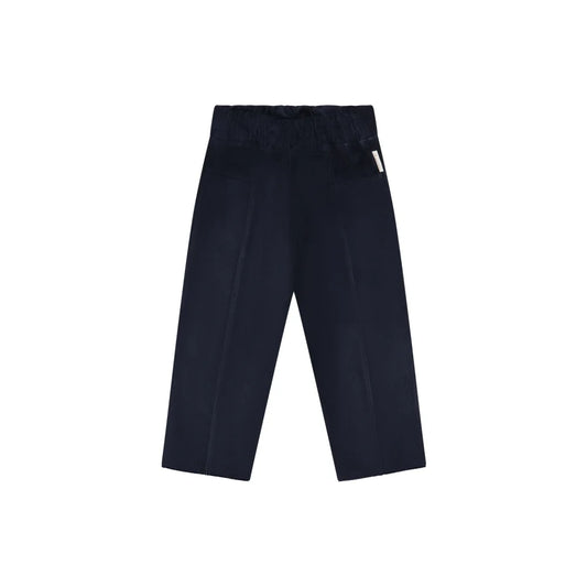 Dunkelblaue weite Cordhose mit elastischem Bund und Seitentaschen, Unisex Design