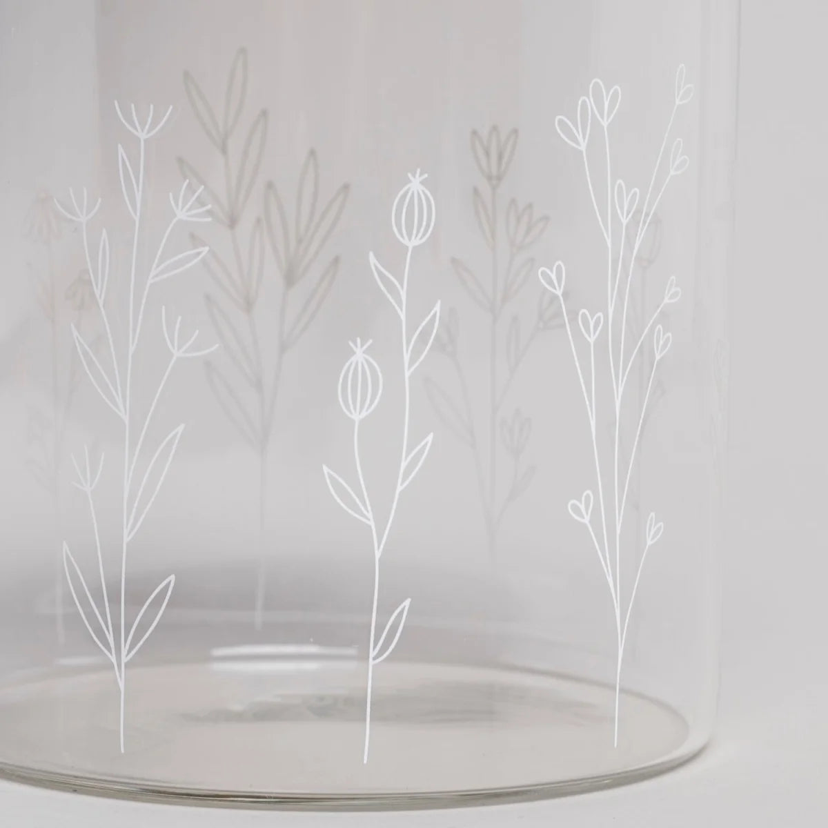 Klares Vorratsglas Blumenwiese mit geätzten Blumenmotiven, 13 cm