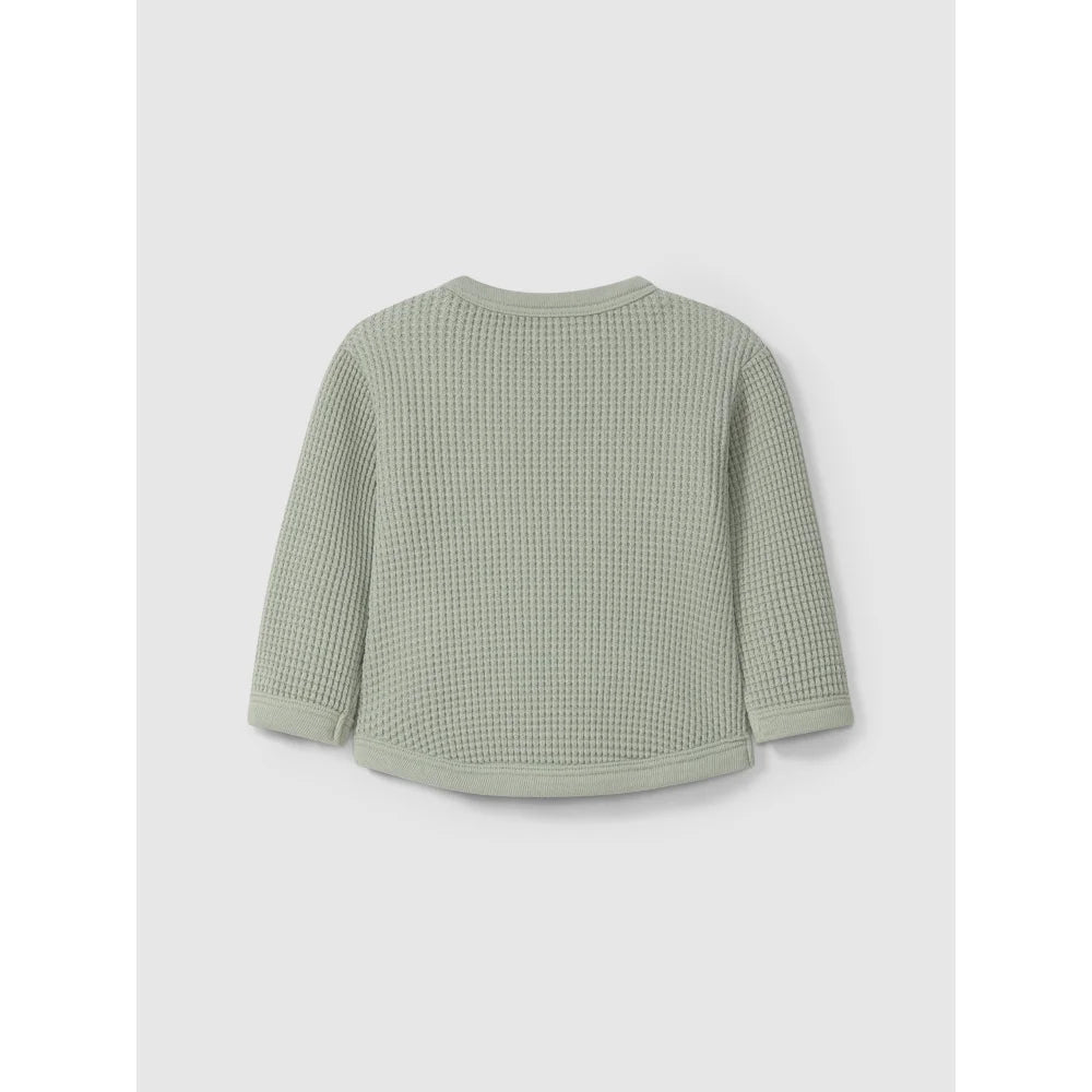 Pale green Waffelsweater mit Waffeltextur aus Strickmaterial