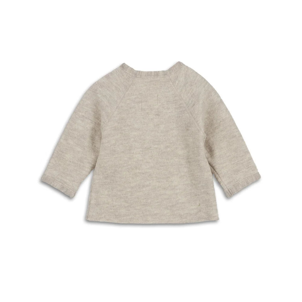 Beiges Langarm-Sweatshirt für Kinder im Produkt Walk-Jäckchen zum Binden | natur