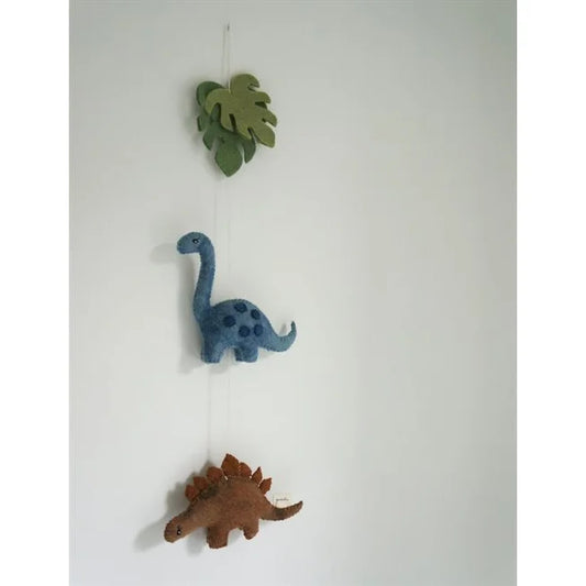Blauer Filz-Dinosaurier Wandaufhänger mit dunklen Flecken, nachhaltig
