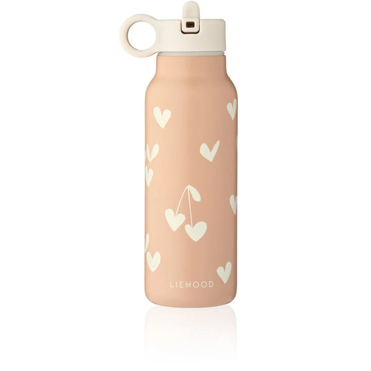 Blushrosa recyceltem Edelstahl Wasserflasche Falk 350ml Sweethearts mit Herz-Kirsche-Muster