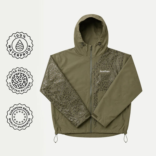 Buchan Water Reactive Cheetah Rain Jacket Grün – Produktbild mit Eigenschaften