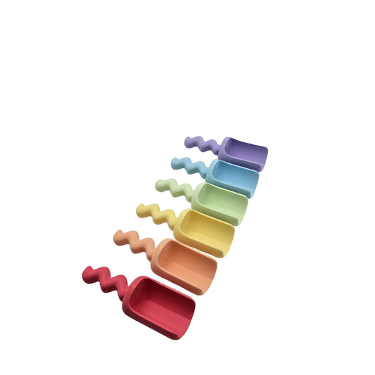 Waves Schaufel-Set aus sechs pastellfarbigen silikon messlöffeln mit wellenförmigen griffen