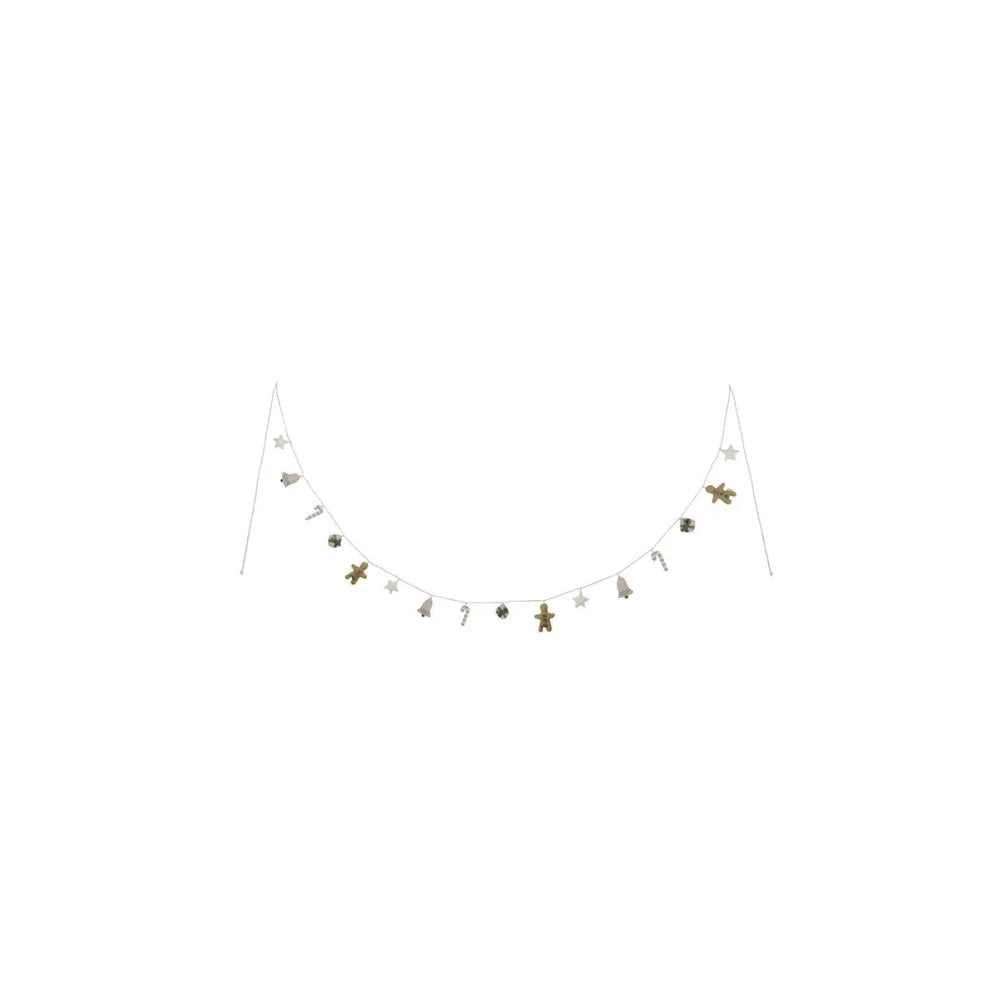 Festive Weihnachtsgirlande mit Charms wie Lebkuchen, Sternen, Glocken und Zuckerstangen