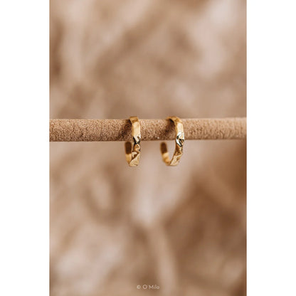 Goldene Odelia Kreolen aus 18k Gold Vermeil, 925er Sterling Silber, hammergetextet