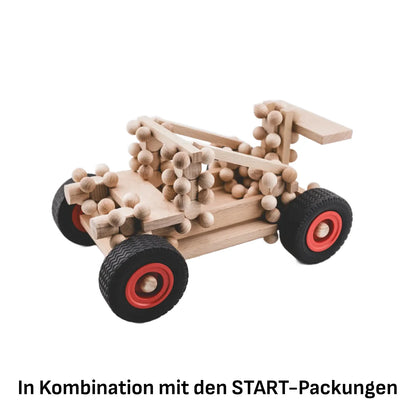 Holzrennauto WHEELS 4 mit 2 Achsen und 4 Rädern