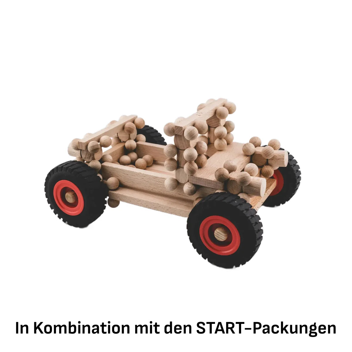 Holzspielzeugauto Wheels 4 mit 2 Achsen und 4 Rädern