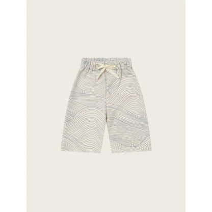 Weiße und blaue gemusterte elastische Hosen mit Kordelzug für den Seascape Undyed