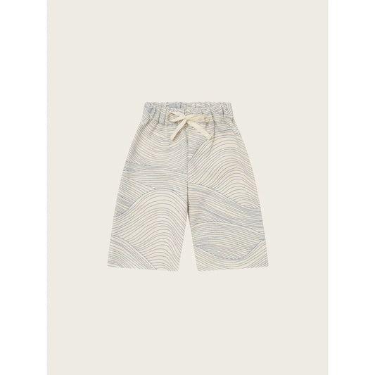 Weiße und blaue gemusterte elastische Hosen mit Kordelzug für den Seascape Undyed