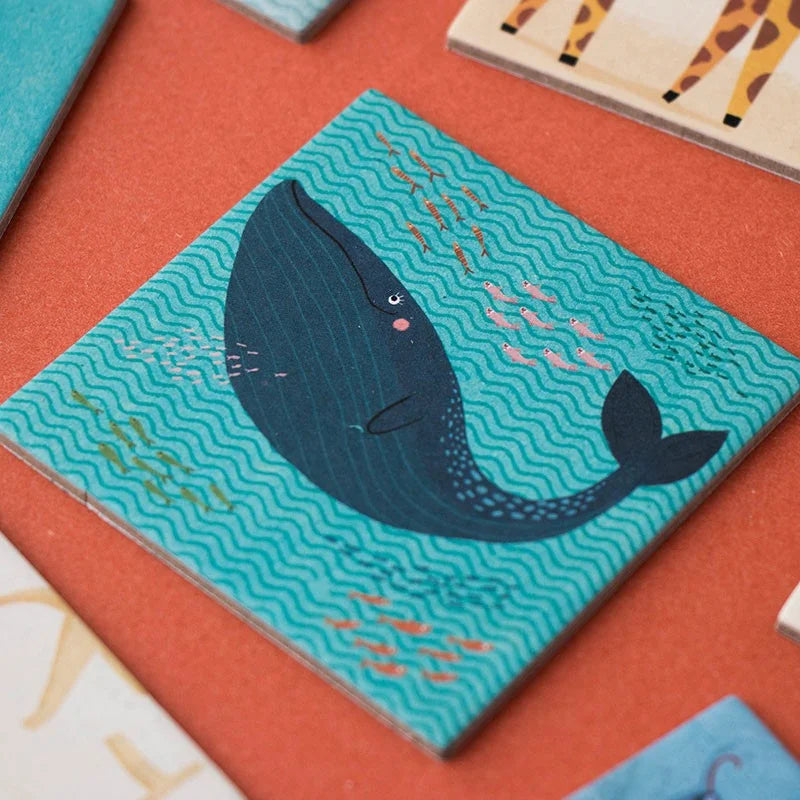 Niedliches blaues Wal-Coaster aus Keramik mit Wild Animals Memory