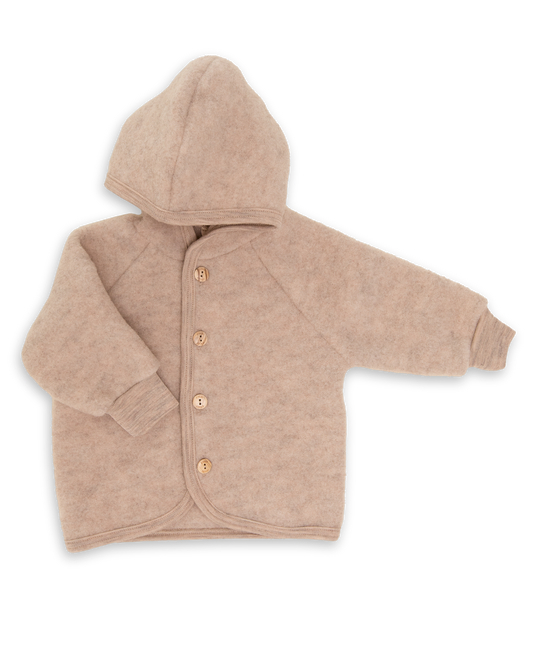 Engel Wollfleece Kapuzenjacke | sand melange - Wollfleece