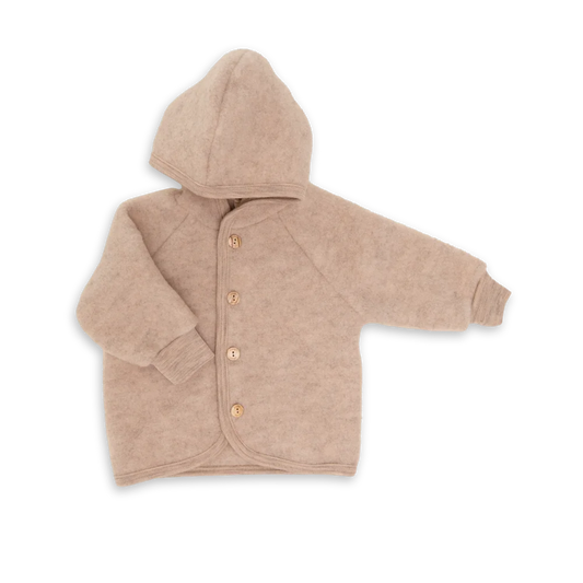 Engel Wollfleece Kapuzenjacke | sand melange - Wollfleece