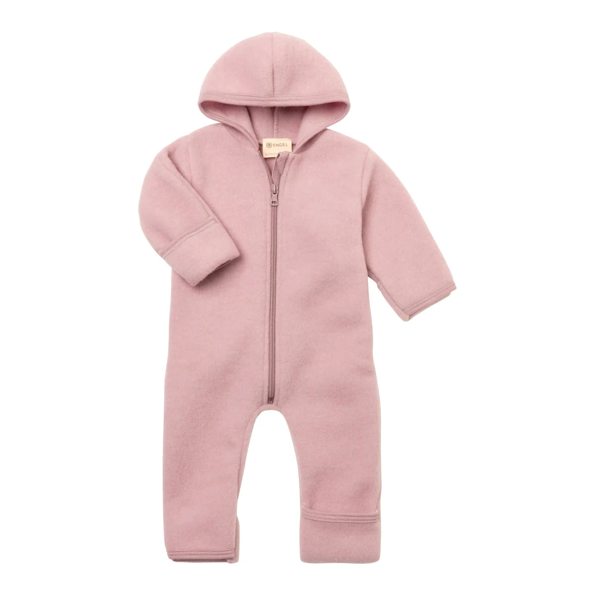 Engel Wollfleece Zip-Overall mit Kapuze in Rosenholz Melange
