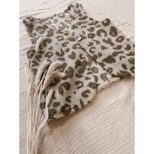 Weiche Leopardenmuster Baby-Wickel mit Knopfverschluss für den Woman Leo Teddy Weste