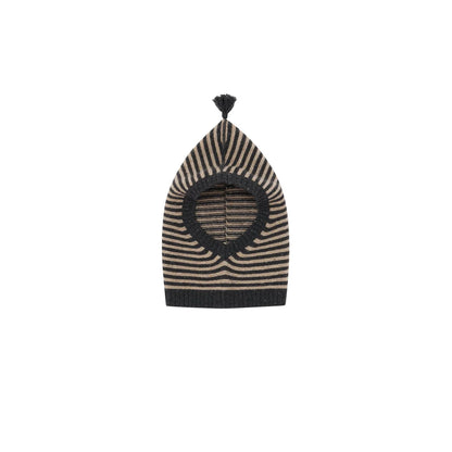 Organic Zoo Wool Balaclava Charcoal Stripes Detail
