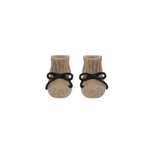 Organic Zoo Wool Booties Oatmeal Charcoal Detail