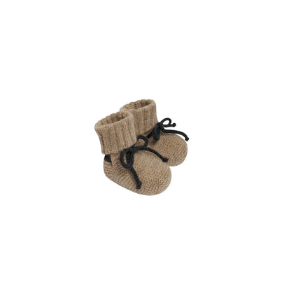 Organic Zoo Wool Booties Oatmeal Charcoal Schnürchen