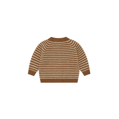 Organic Zoo Wool Cardigan Chestnut Stripes Holzknöpfe