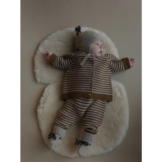 Wool Cardigan | Chestnut Stripes