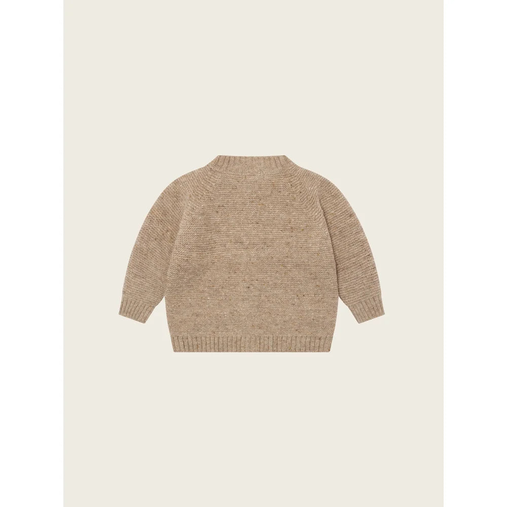 Beige gestrickter Wool Cardigan Oatmeal mit langen Ärmeln, super bequem und stylisch