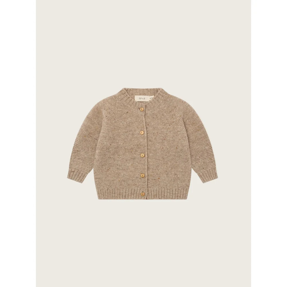 Beige Kinder-Knitted-Cardigan mit Knöpfen aus Wool Oatmeal Style