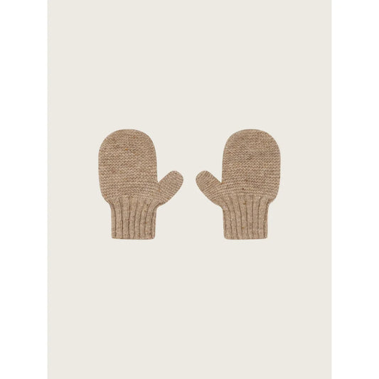Leichte braune gestrickte Handschuhe mit Rippenbündchen aus Wool Handschuhe Oatmeal