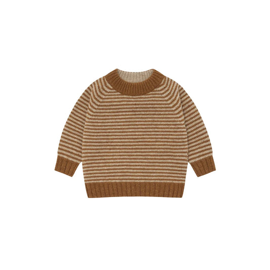 Organic Zoo Wool Jumper Chestnut Stripes Detail