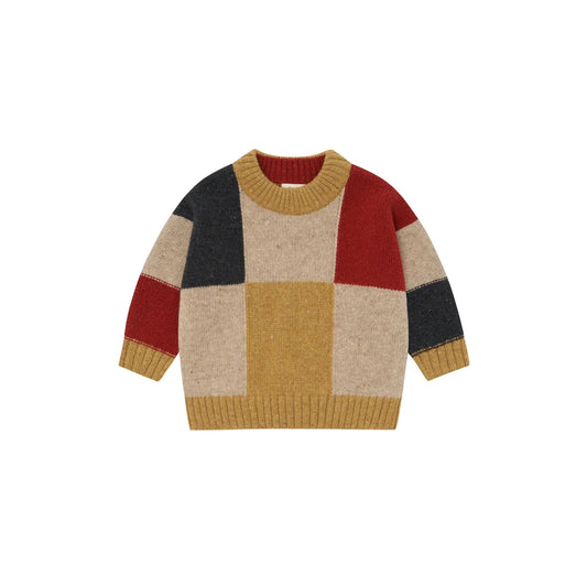 Organic Zoo Wool Jumper Patchwork Detail