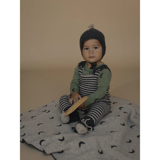 Wool Salopette | Charcoal Stripes