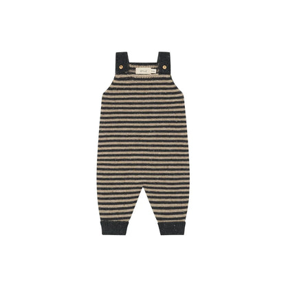 Organic Zoo Wool Salopette Charcoal Stripes Detail