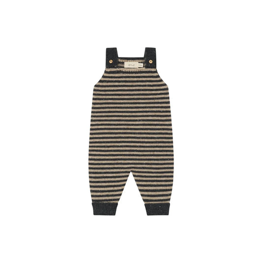 Organic Zoo Wool Salopette Charcoal Stripes Detail